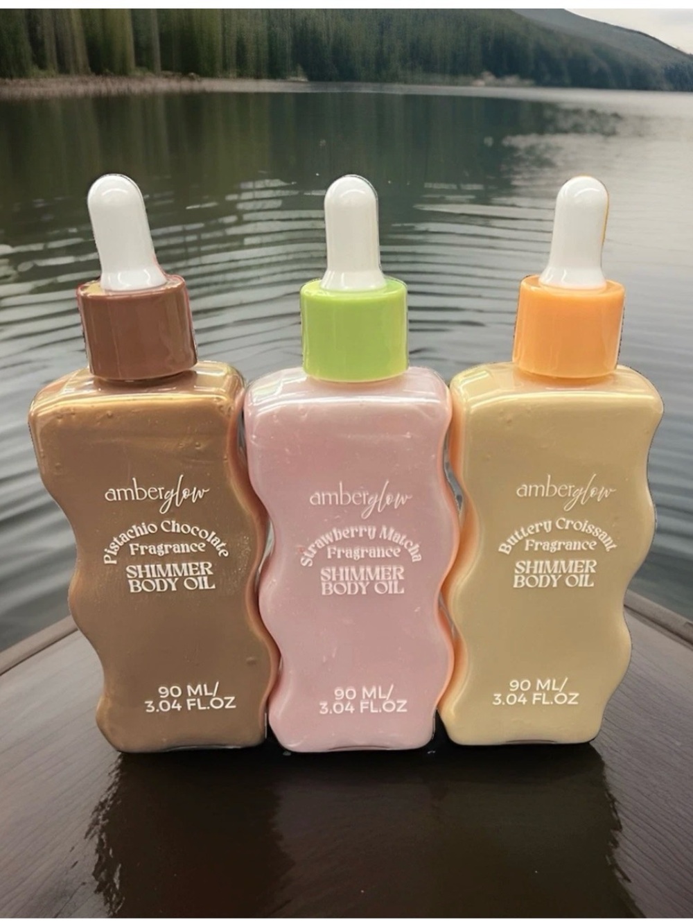 New set of 3 Amberglow Shimmer Body Oils